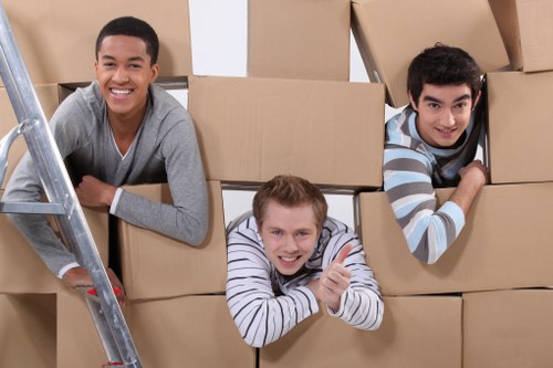Removal van loading boxes and furniture for a London home move