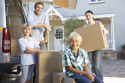 Packed boxes and furniture ready for a man and van move in London
