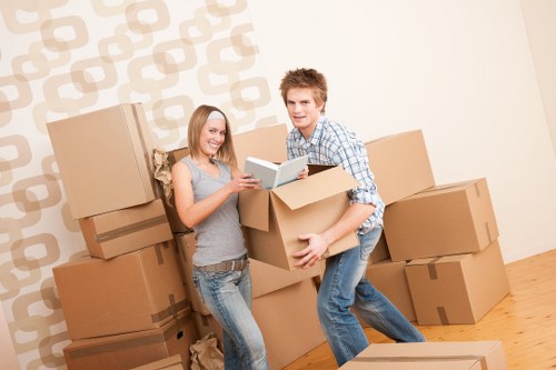 Packed moving boxes and protective materials for a London relocation